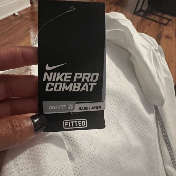 Nike Pro Combat Dri Fit Shirt Sleeveless Fitted White Mens Size Large - Picture 4 of 4